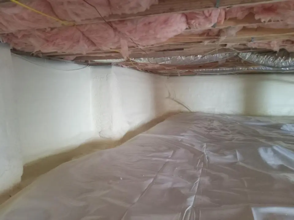 Crawl space encapsulation with closed-cell spray foam for Roof Leak Repair in The Crossings